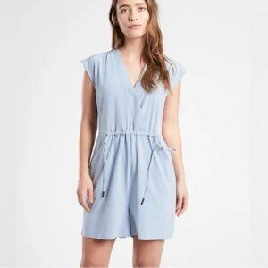 Athleta Marlow Blue Sleeveless Romper with Tie Waist